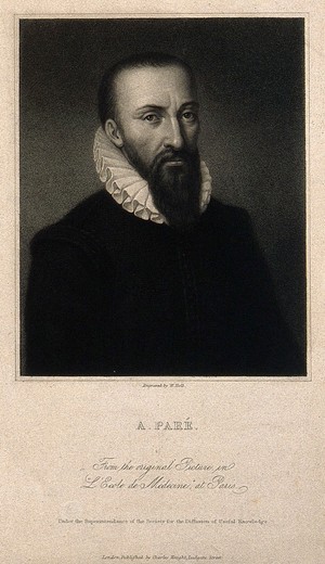 view Ambroise Paré. Stipple engraving by W. Holl.