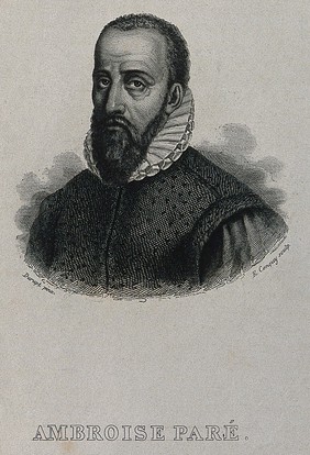 Ambroise Paré. Line engraving by E. Conquy after Durupt.