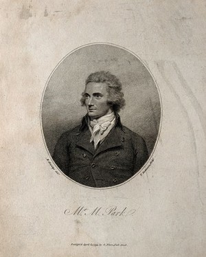 view Mungo Park. Stipple engraving by T. Dickinson, 1799, after H. Edridge.