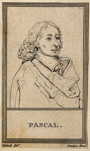 view Blaise Pascal. Line engraving after G. Edelinck after F. Quesnel, junior.