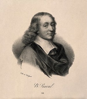 view Blaise Pascal. Lithograph after G. Edelinck after F. Quesnel, junior.