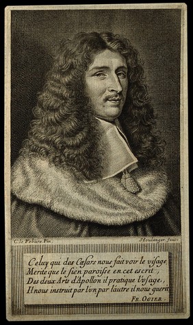 Charles Patin. Line engraving by J. Boulanger after C. Lefebvre.