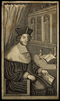 Guy Patin. Line engraving, 1710.
