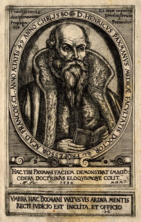 Heinrich Paxmann. Line engraving by Frantz Friderich, 1580.