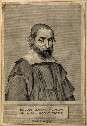 view Nicolas Claude Fabri de Peiresc. Line engraving by C. Mellan after himself.