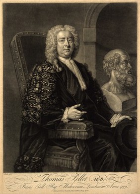 Thomas Pellet. Mezzotint by J. Faber, junior, 1739, after M. Dahl, 1737.