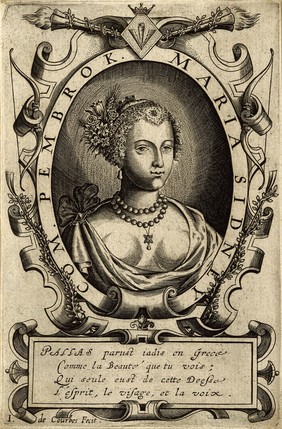 Mary Sidney Herbert, Countess of Pembroke. Line engraving by J. de Courbes, 1624.