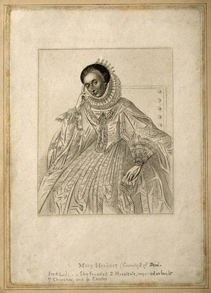 view Mary Sidney Herbert, Countess of Pembroke. Stipple engraving.