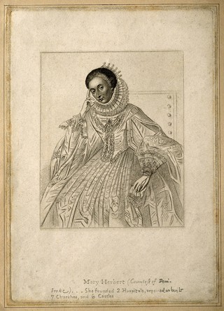 Mary Sidney Herbert, Countess of Pembroke. Stipple engraving.