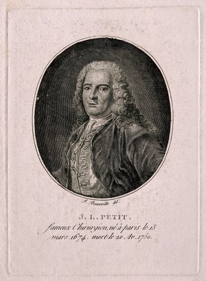 view Jean-Louis Petit. Line engraving after F. Bonneville after L. Vigée.