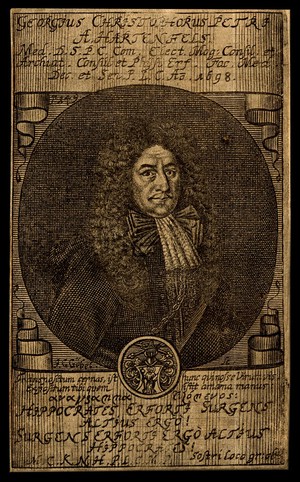 view Georg Christoph Petri von Hartenfels. Line engraving by J. G. Göbel, 1698, after J. Beyschlag.
