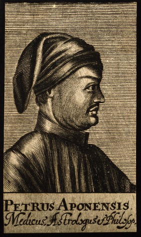Petrus de Abano. Line engraving, 1688.