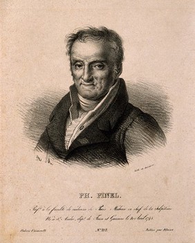Philippe Pinel. Lithograph by A.M. (A. Maurin?).
