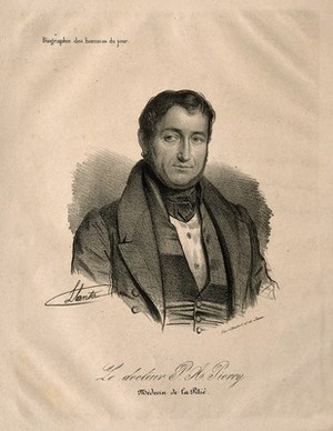 view Pierre Adolphe Piorry. Lithograph by J.F.G. Llanta.