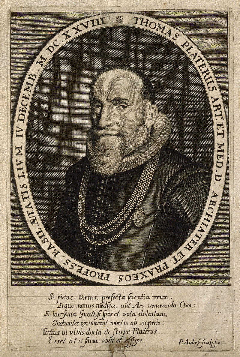Thomas Plater [Platter] II. Line engraving by P. Aubry., 1600-1699, by Pierre Aubry