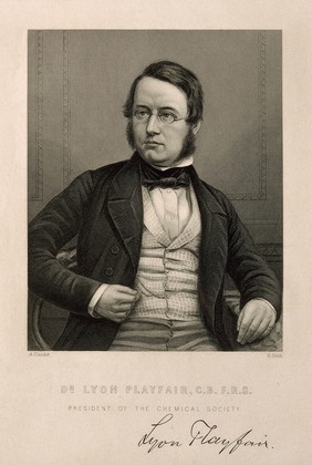 Lyon Playfair, 1st Baron Playfair. Stipple engraving by G. Cook after A. Claudet.