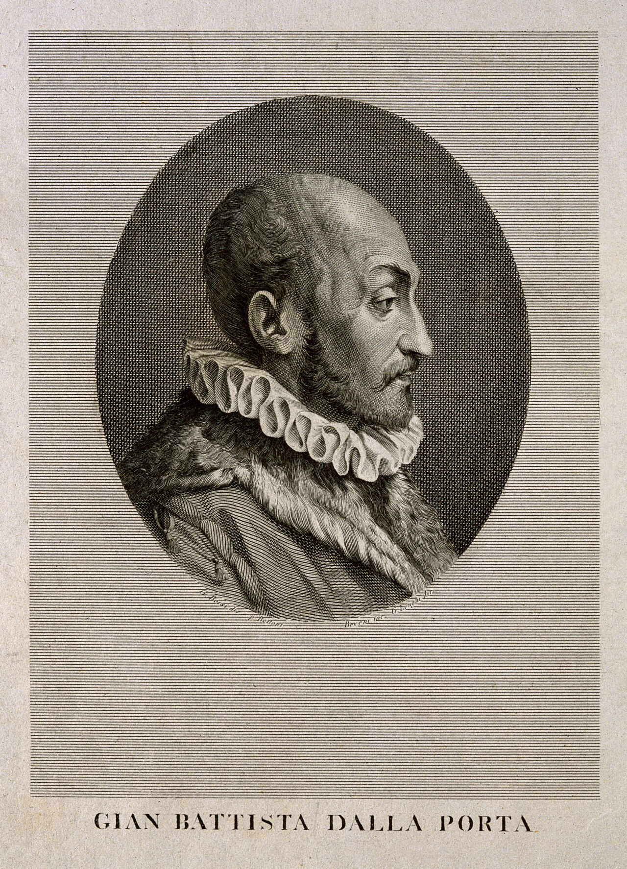 Giovanni Battista della Porta. Line engraving by P. Becceni after G. Bossi., by Giuseppe Bossi