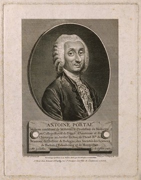 Antoine, Baron Portal. Line engraving by J. P. Dupin, junior, 1782, after A. Pujos, 1781.