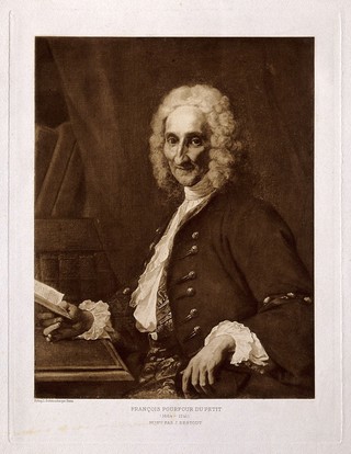 François Pourfour du Petit [Petit]. Photogravure by I. Schutzenberger after J. Restout, 1737.