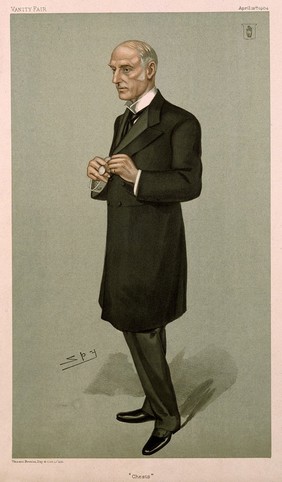 Sir Richard Douglas Powell. Colour lithograph by Sir L. Ward [Spy], 1904.