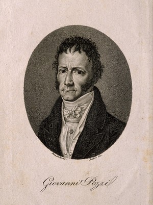 view Giovanni Pozzi. Stipple engraving by L. Rados after Demarchi.