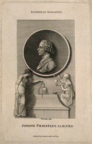 view Joseph Priestley. Line engraving by W. Bromley, 1791.