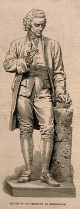 Joseph Priestley. Wood engraving by [F.], 1874, after J. F. Williamson.
