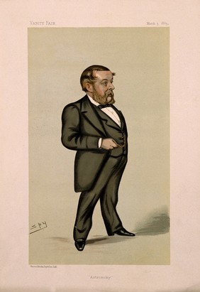 Richard Anthony Proctor. Colour lithograph by Sir L. Ward [Spy], 1883.