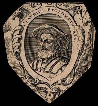 Claudius Ptolemaeus [Ptolemy]. Line engraving.