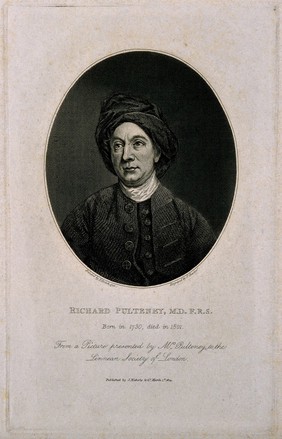 Richard Pulteney. Line engraving by J. Basire, 1814, after T. Beach, 1788.