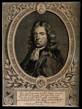 Matthaeus Gottfried Purman. Line engraving by S. Blesendorff, 1691.