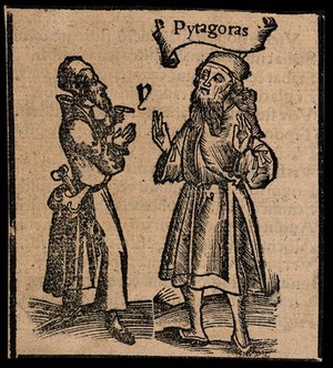 view Pythagoras. Woodcut.