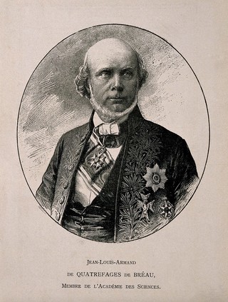 Jean-Louis-Armand de Quatrefages de Bréau. Wood engraving.