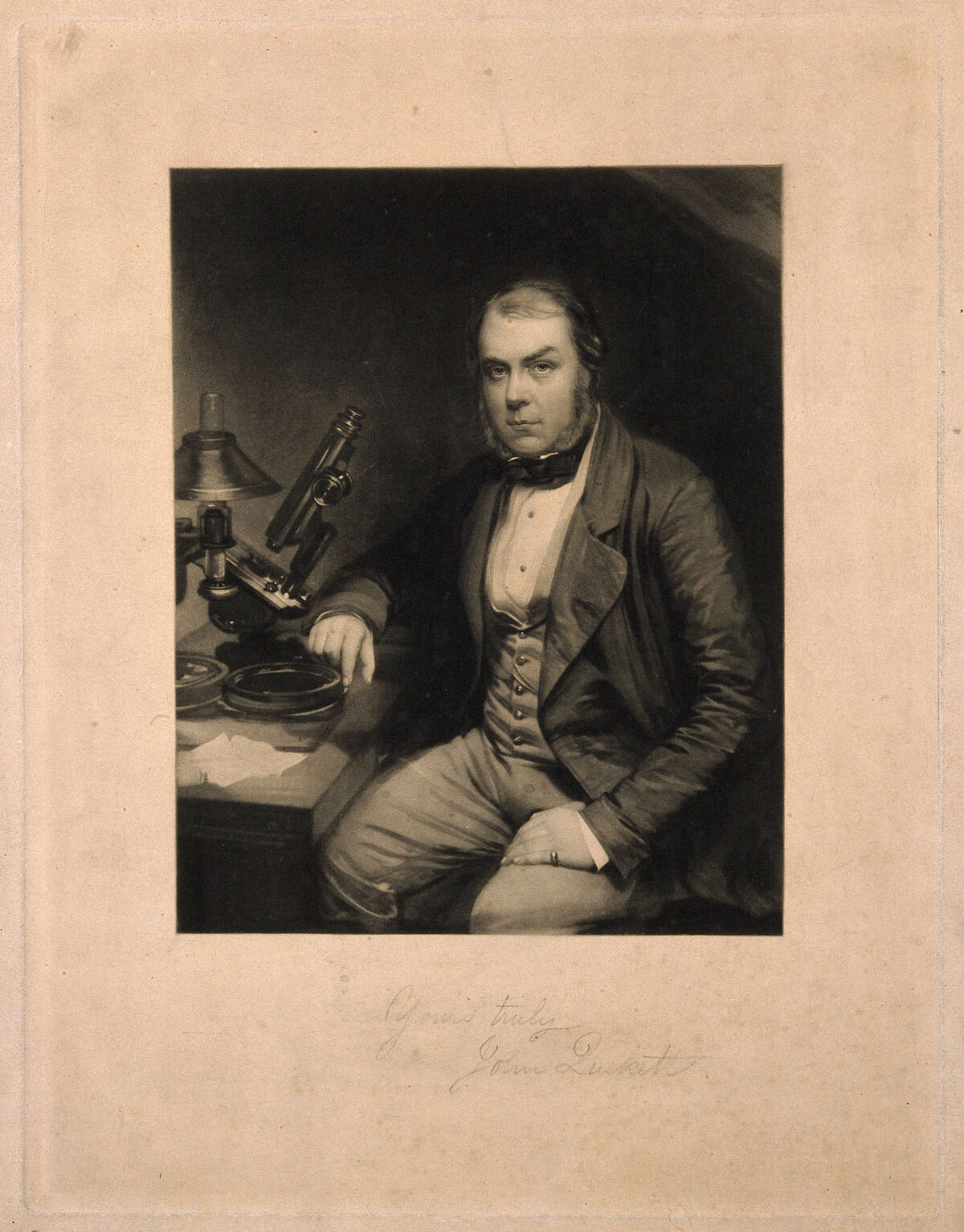John Thomas Quekett. Mezzotint by W. Walker after E. Walker., by Elizabeth Walker