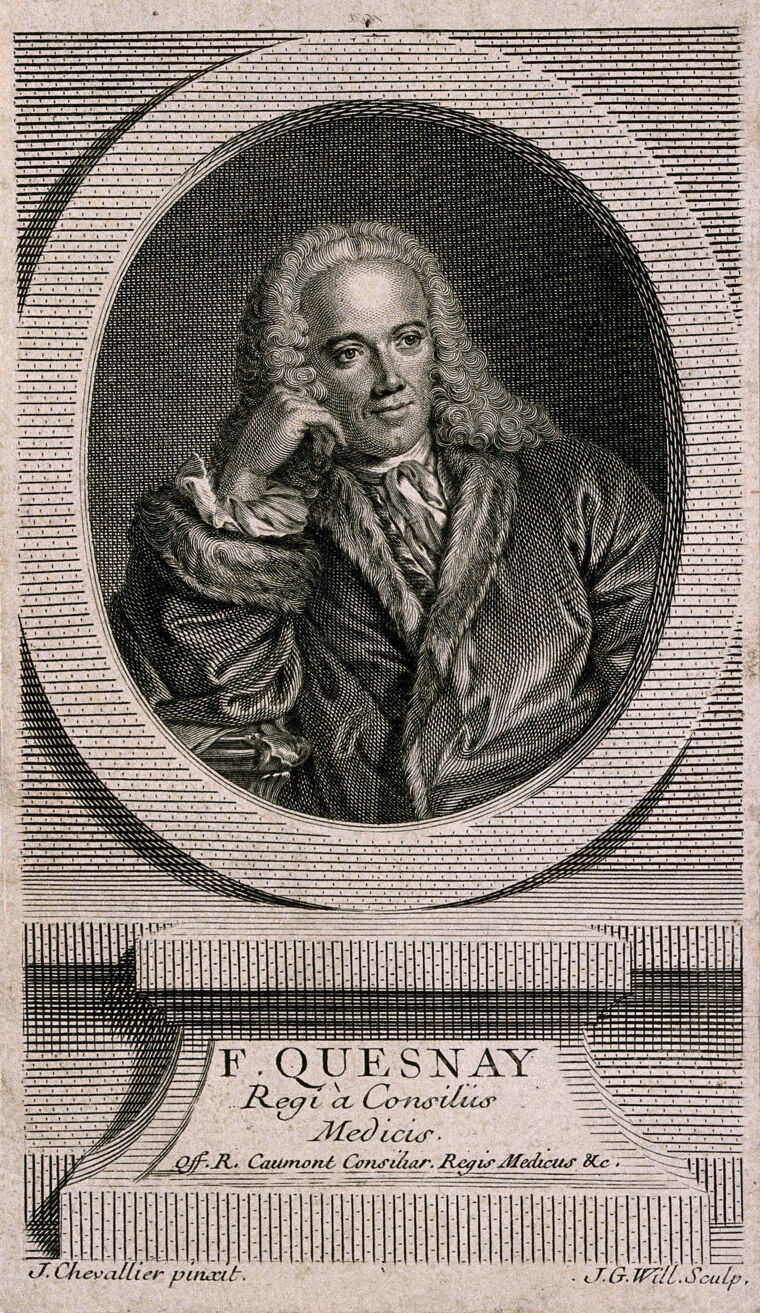 Francois Quesnay Line Engraving By J G Wille After J Chevallier 1745 Wellcome Collection