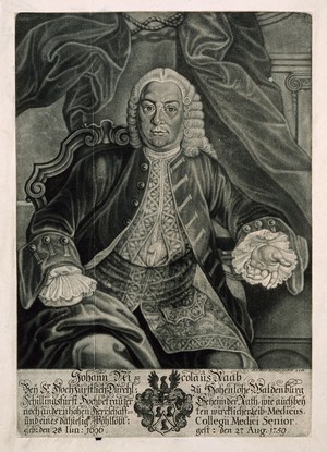 view Johann Nicolaus Raab. Mezzotint by J. F. Schmidt, 1761.