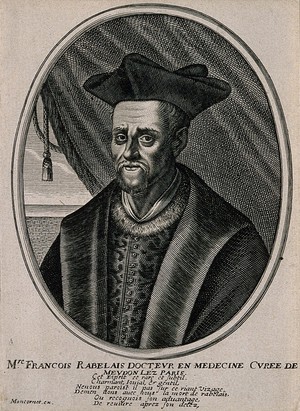 view François Rabelais. Line engraving by B. Moncornet.