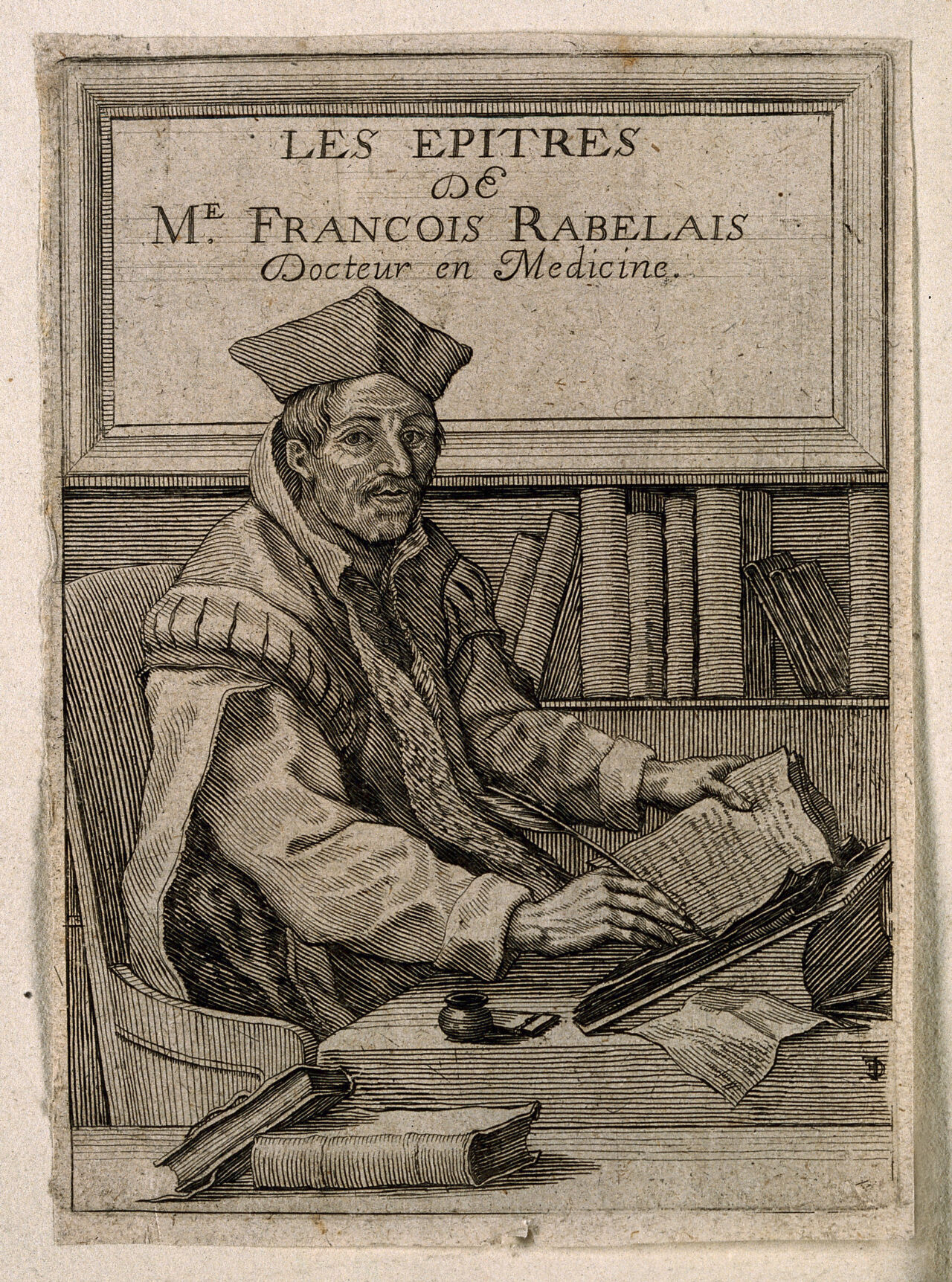 François Rabelais. Line engraving by F. Chauveau., 1651., 1651, by François Chauveau
