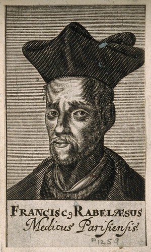 view François Rabelais. Line engraving, 1688.