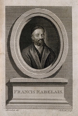 view François Rabelais. Line engraving by A. Smith after D. Sarrabat.