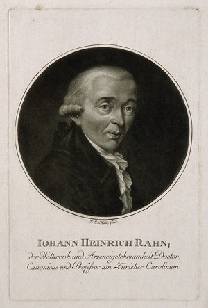 view Johann Heinrich Rahn. Mezzotint by J.E. Haid.