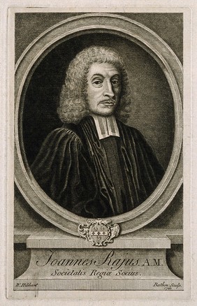 John Ray. Line engraving by W. Hibbart, 1760, after W. Faithorne.