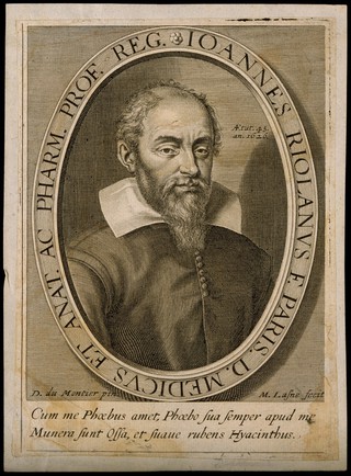 Jean Riolan. Line engraving by M. Lasne after D. Dumontier, 1626.
