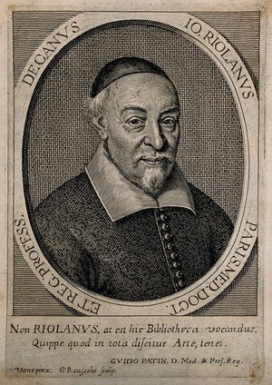 view Jean Riolan. Line engraving by G. Rousselet after Varie.
