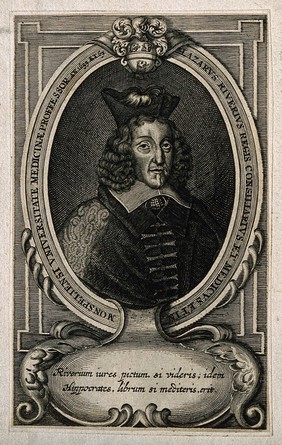 Lazare Rivière [Riverius]. Line engraving.