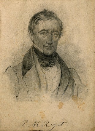 Peter Mark Roget. Pencil drawing.