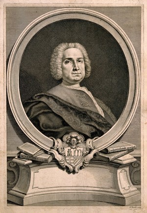 view Francesco, Count Roncalli-Parolino. Line engraving by F. Zucchi, 1741.