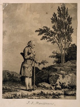 Jean-Jacques Rousseau. Line engraving by L.M. Halbou after  N.A. Monsiau.