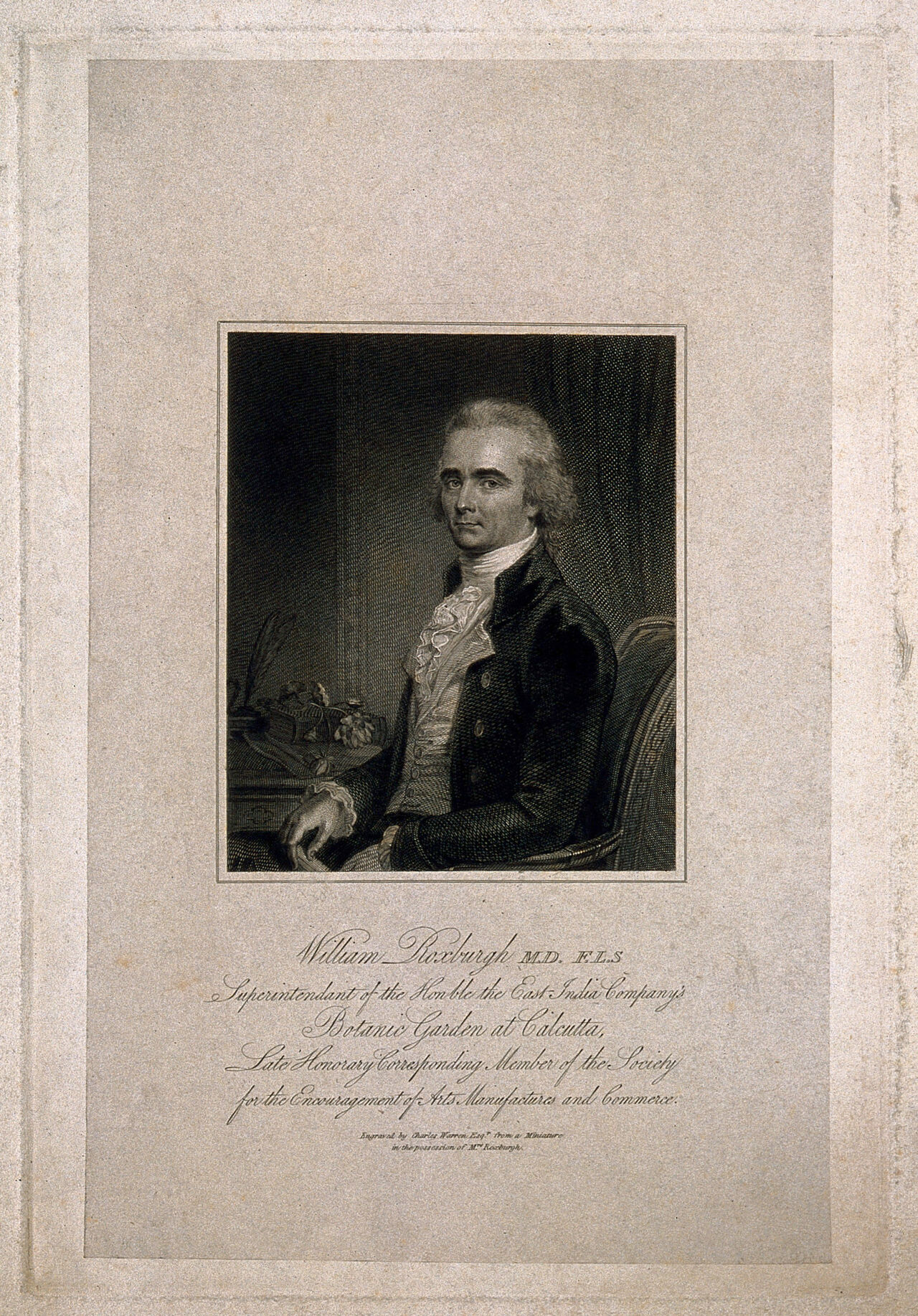 William Roxburgh. Line engraving by C. Warren, 1815., by Charles Warren