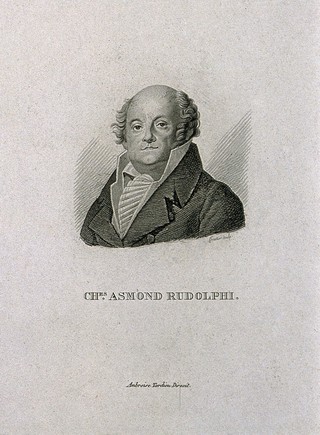 Karl Asmund Rudolphi. Stipple engraving by C.A. Forestier after A. Temmel.